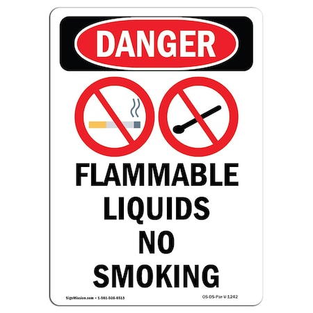 Signmission OSHA Danger Sign, Flammable Liquids No Smoking, 7in X 5in Decal, 5" W, 7" L, Portrait OS-DS-D-57-V-1242